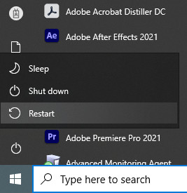 Restart Windows Restart Windows