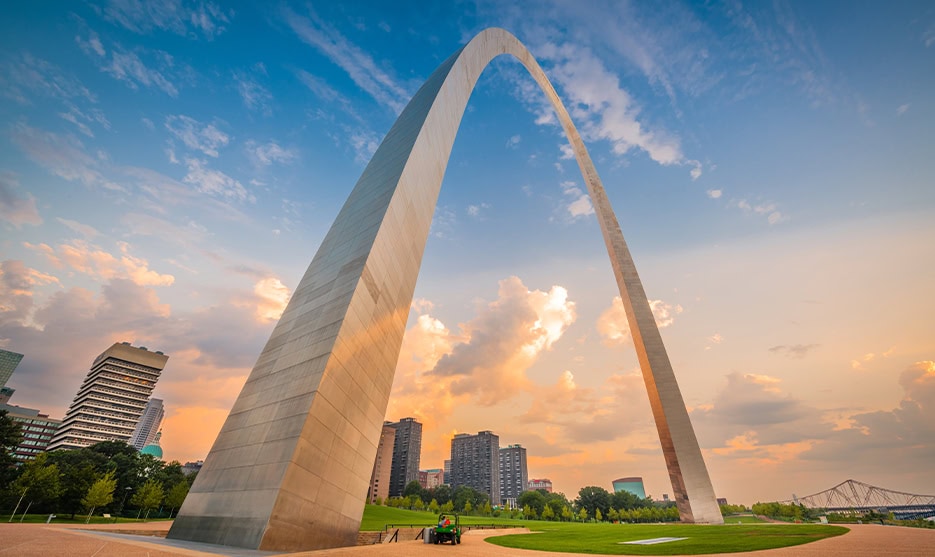 Gateway Arch St Louis Missouri Sunset Skyline