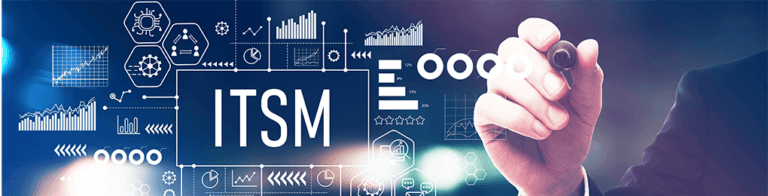 ITSM graphics next to businessperson using a marker