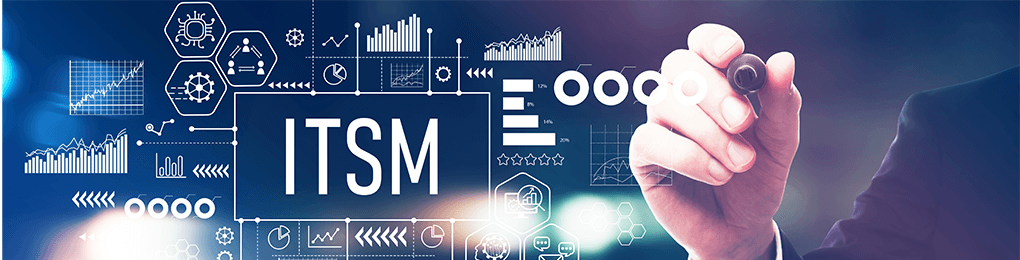 ITSM graphics next to businessperson using a marker