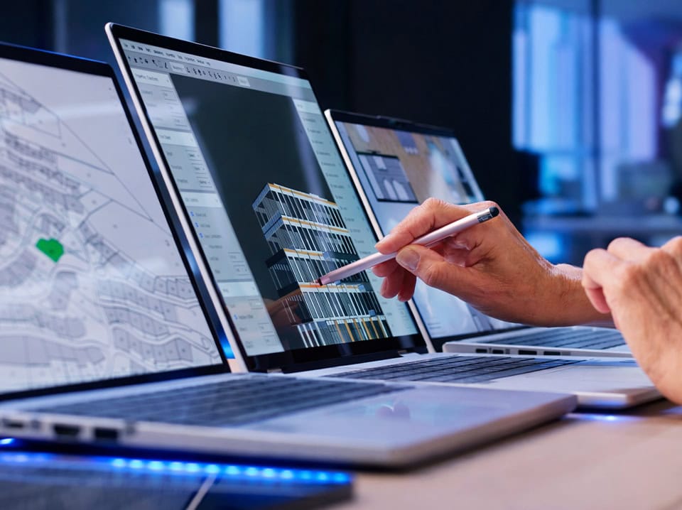 Architect Using Cad Software 3d Modeling Laptop