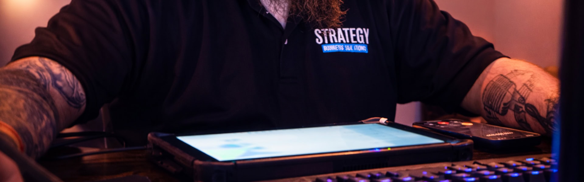 Business Strategy Consultant Using Tablet Workspace